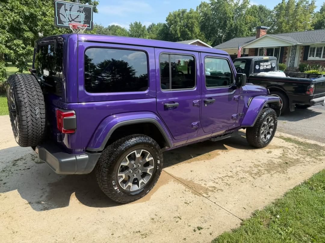 Purple Jeep exterior after a Tyus Detailing service